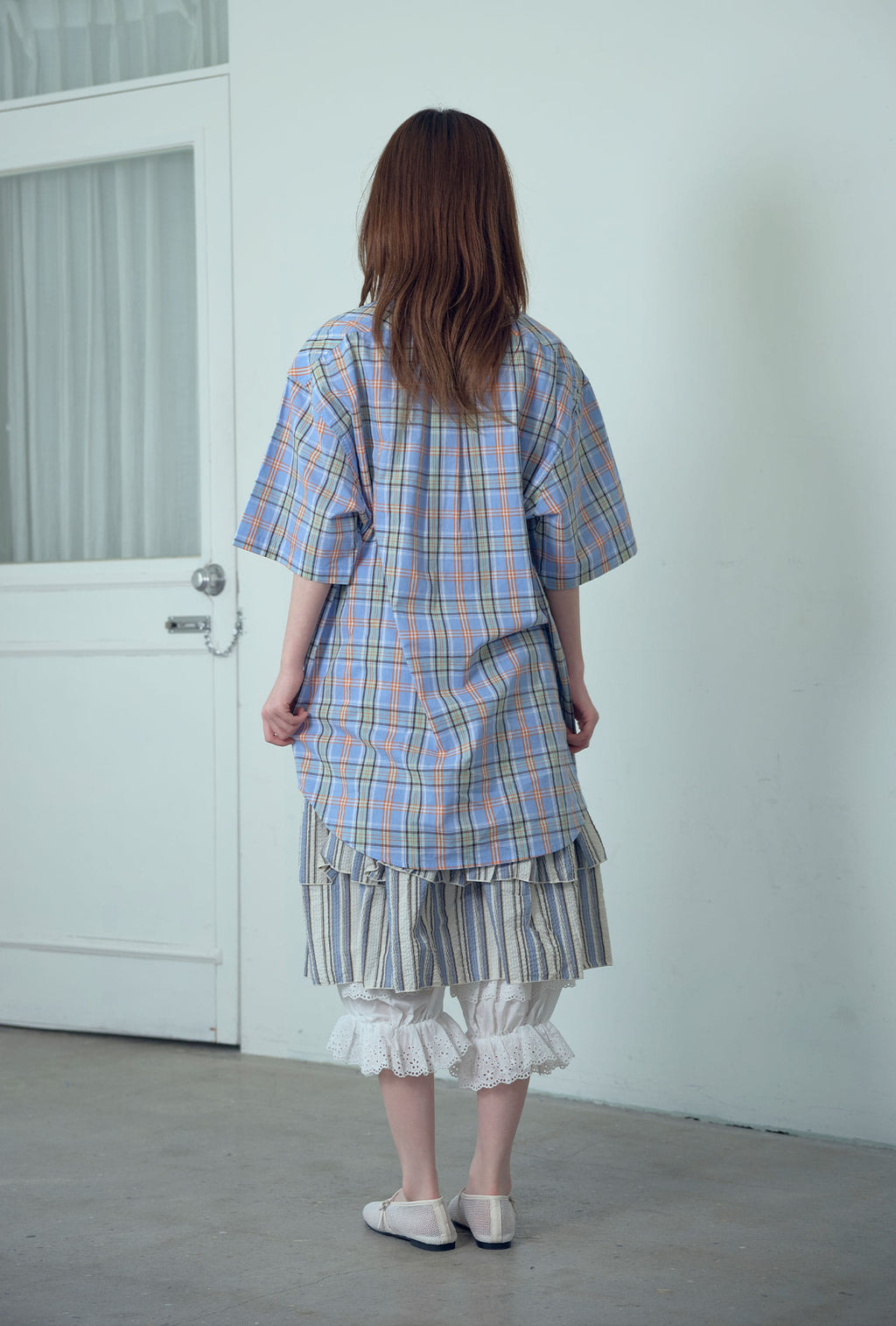 niceghostclub angel check big big half shirt [2colors]