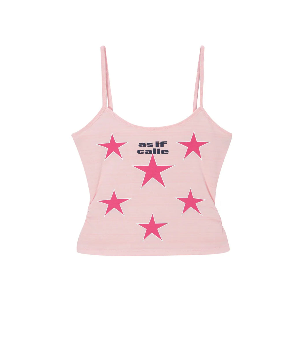 SHIRRING STAR SLEEVELESS TOP PINK