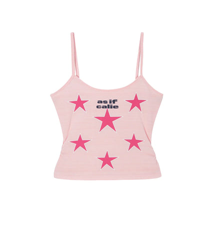 SHIRRING STAR SLEEVELESS TOP PINK
