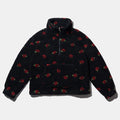 ROSE PATTERN FLEECE ANORAK_BLACK