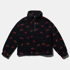ROSE PATTERN FLEECE ANORAK_BLACK
