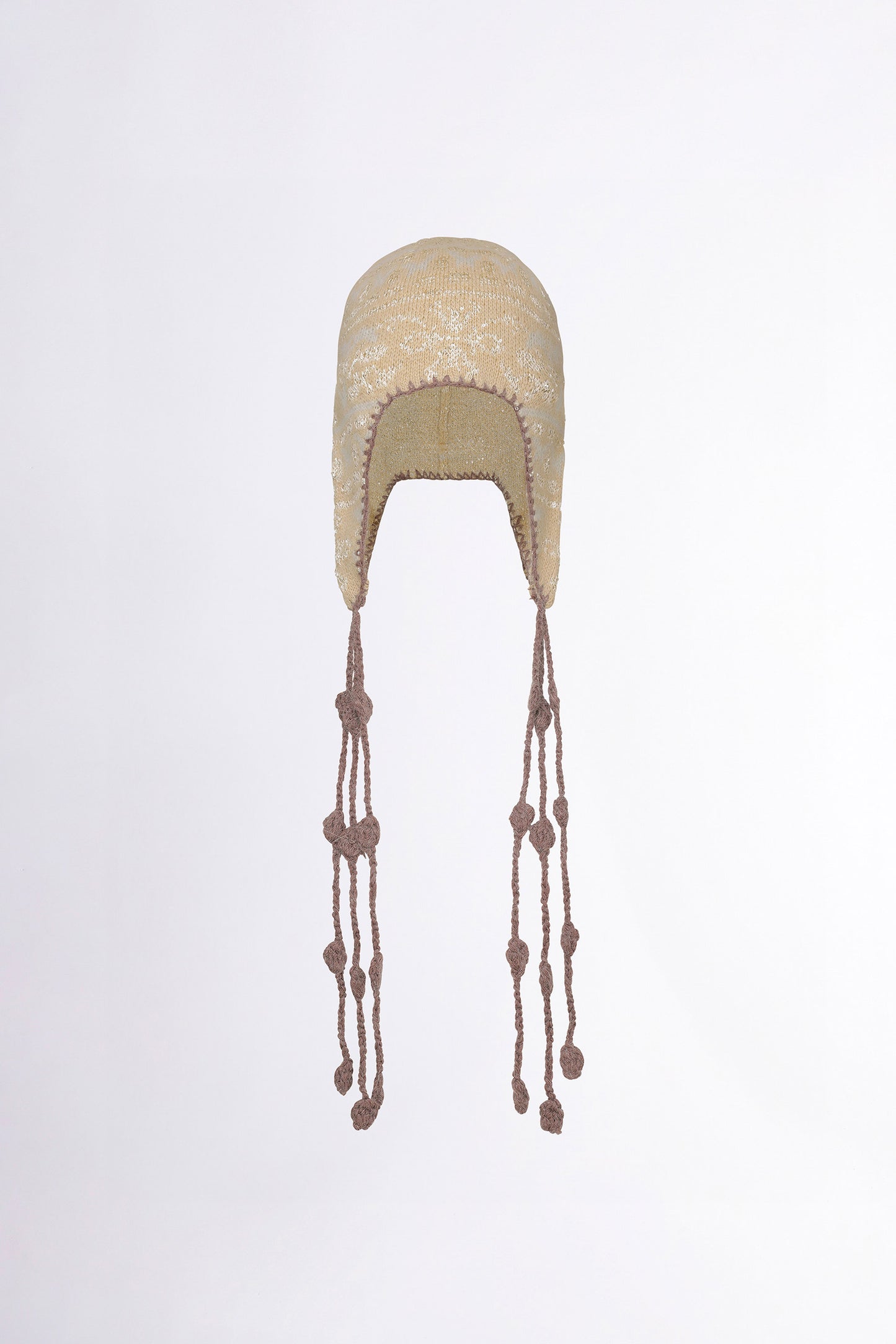 Sculptor Sequin Nordic Earflap Beanie Milk Tea