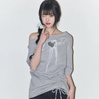 Illigo LOVE ONE SHOULDER OVERFIT T-SHIRT - Melange Grey