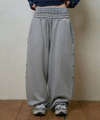 LSC LAYERED STAR STUD WIDE SWEAT PANT (GRAY)