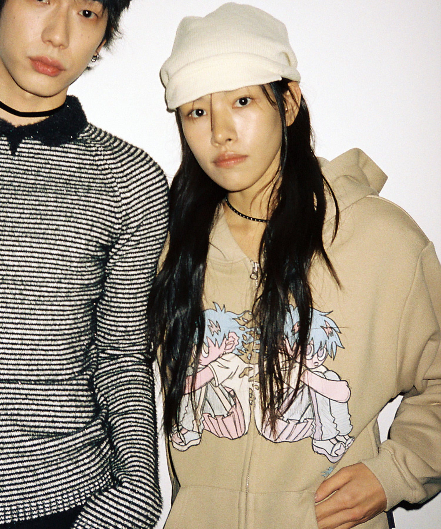 niceghostclub NGC BOY HOODIE ZIP UP [BEIGE]