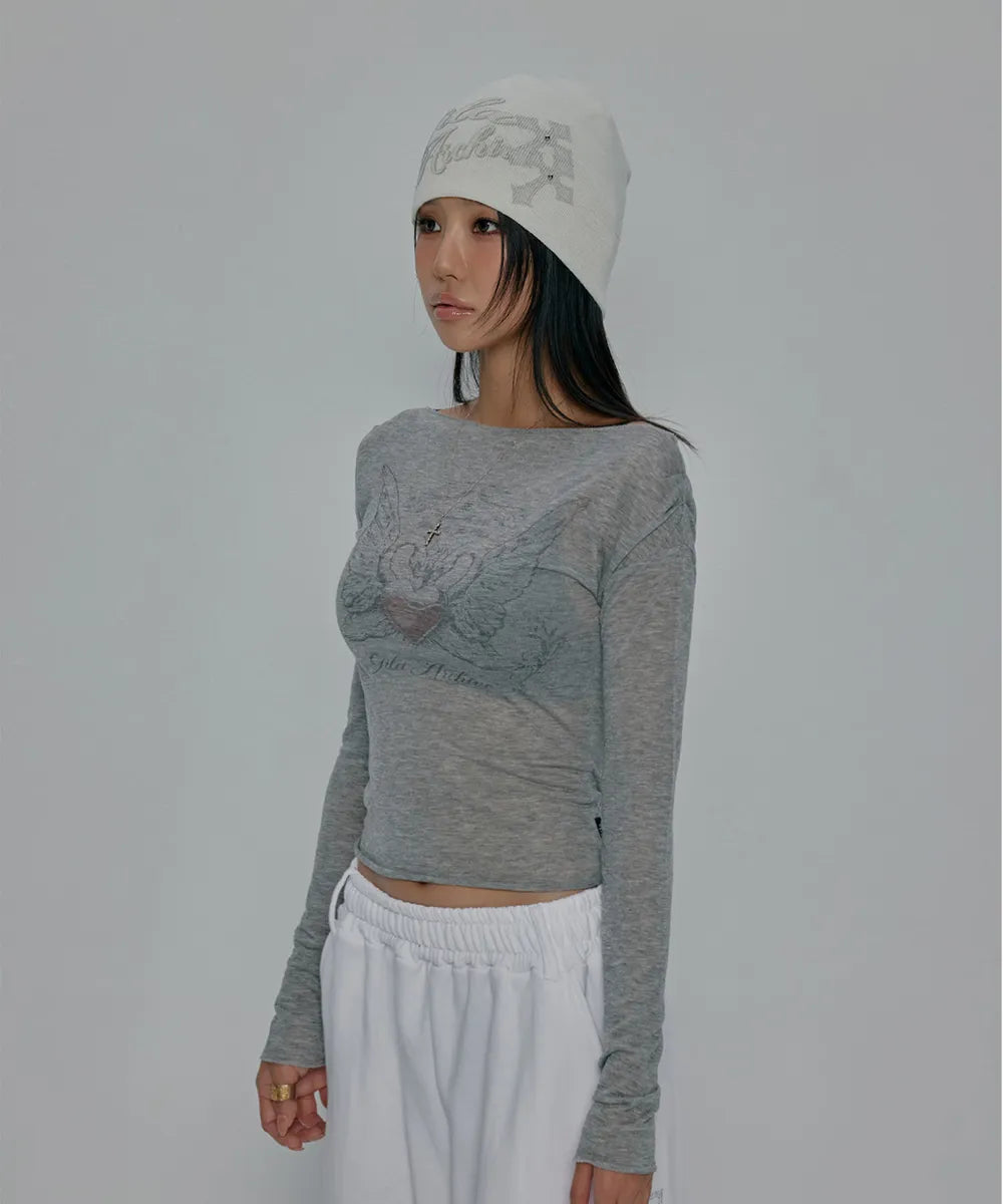 CROSS LETTERING BEANIE_WHITE