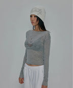 CROSS LETTERING BEANIE_WHITE