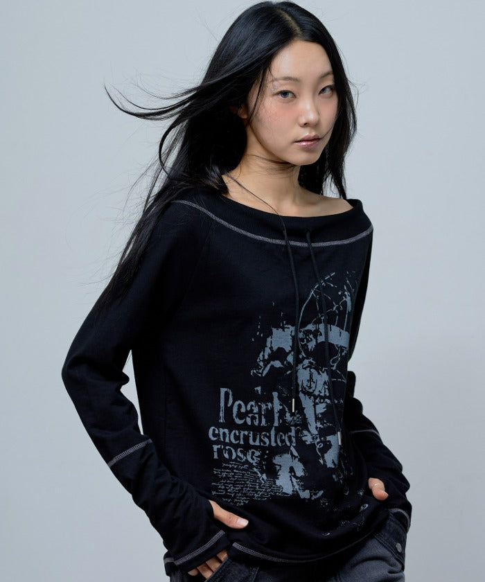 NASTY FANCY CLUB/aespa ウィンタ着用/Pearl Rose Off Shoulder winter同款🎀] NASTY FANCY CLUB PEARL ROSE OFF-SHOULDER
