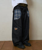 LSC CHECK PATCH WIDE COTTON PANT (INDIGO)