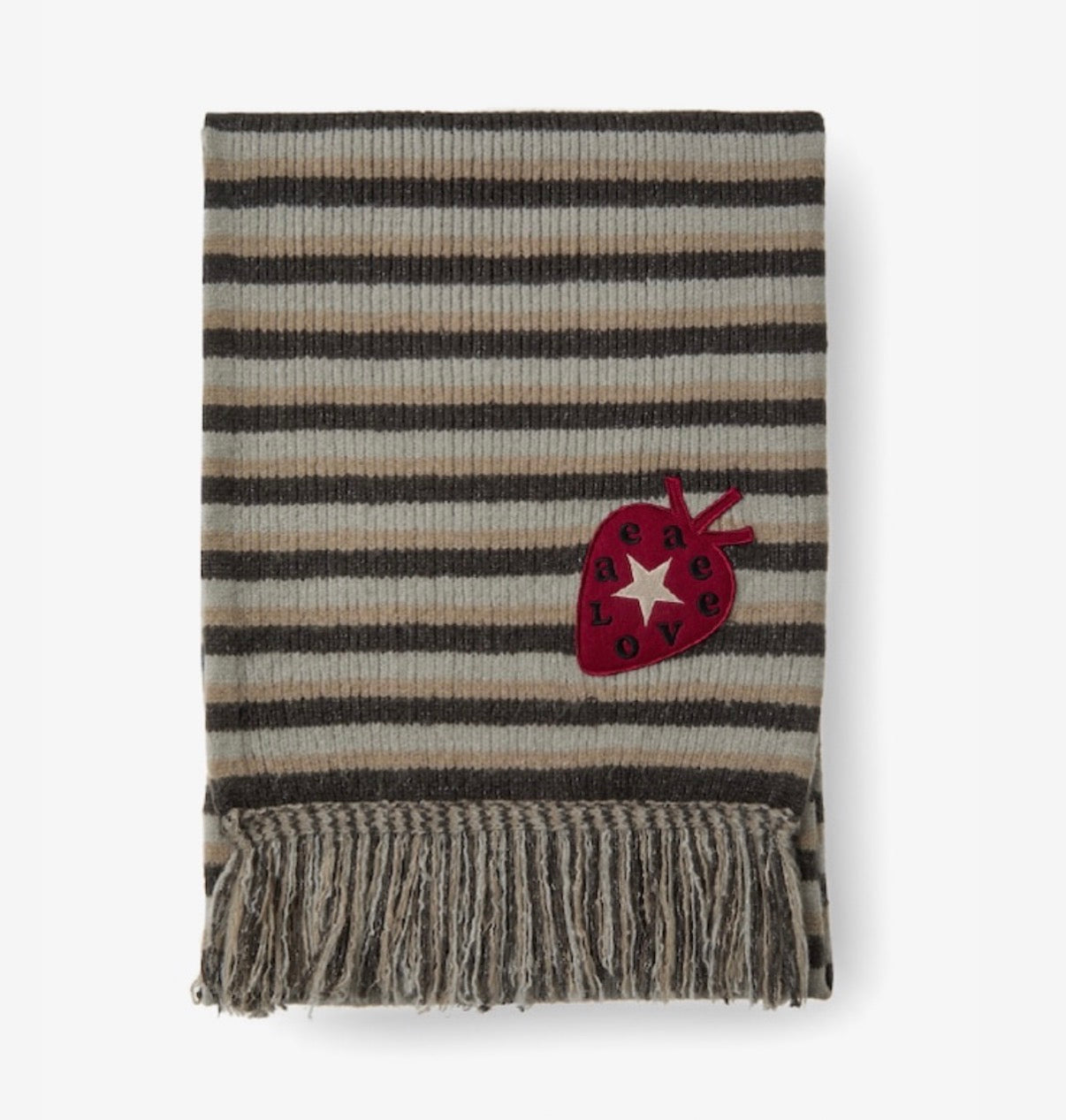 aeae STRIPE TASSEL MUFFLER [BROWN]