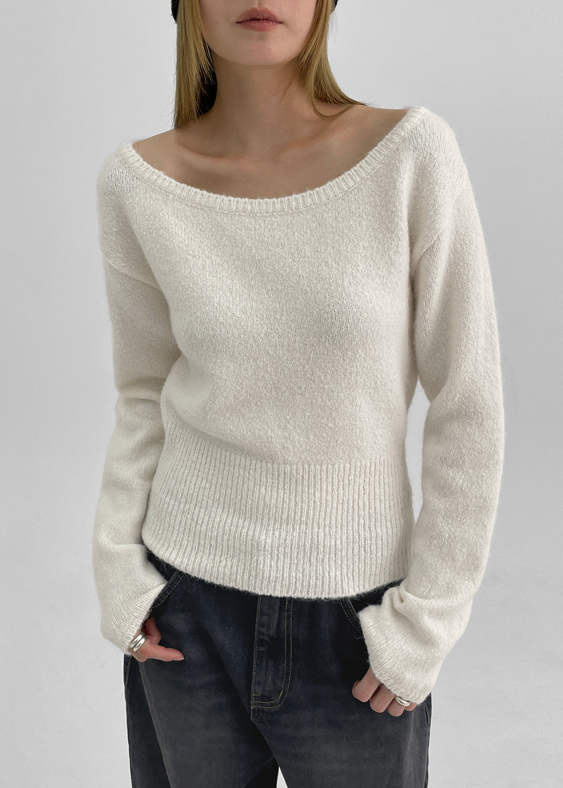 BLACKUP MADE Mondrin Alpaca Off-Shoulder Knit / 3colors