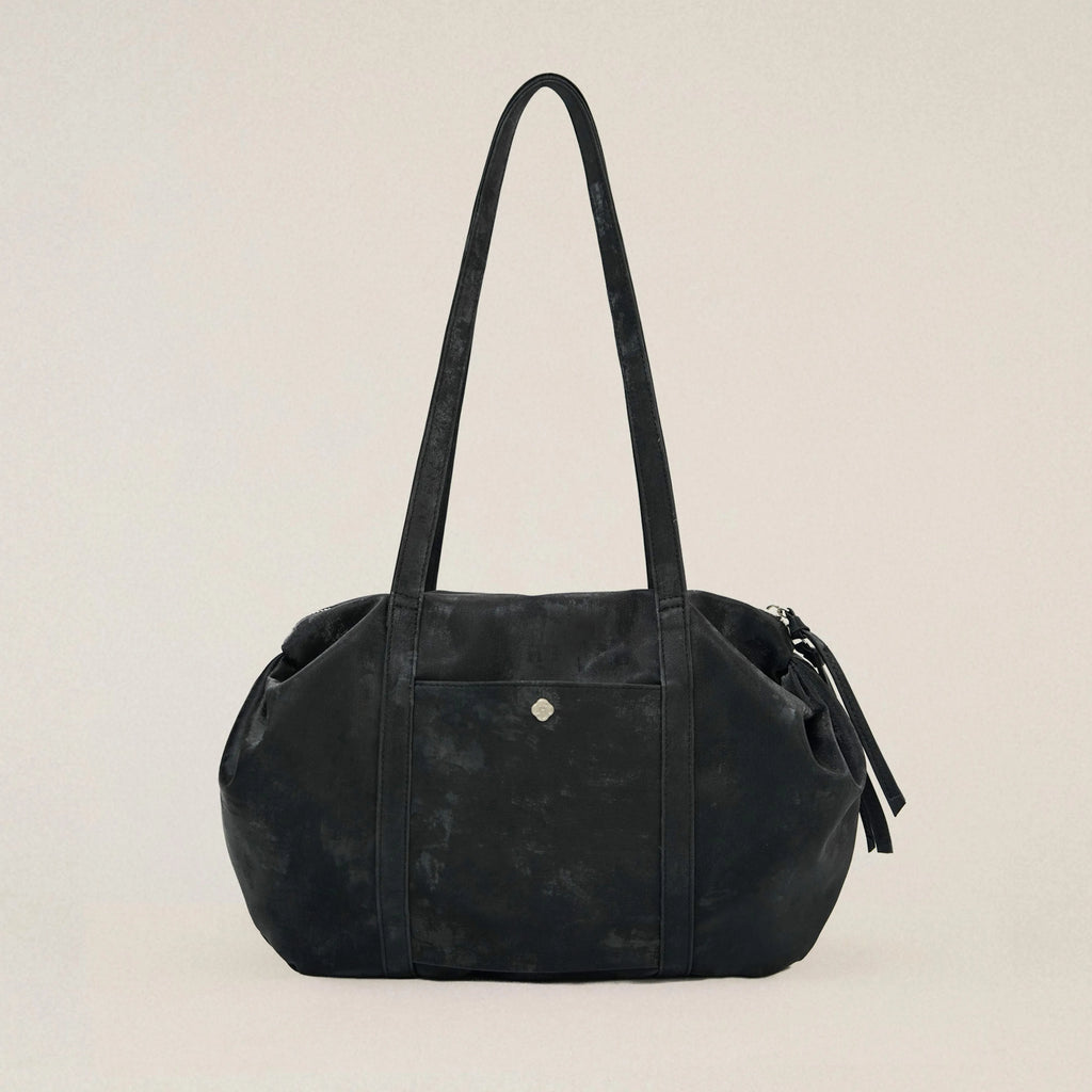 Heeari Aurora Shirring Duffel Bag - Glossy Black