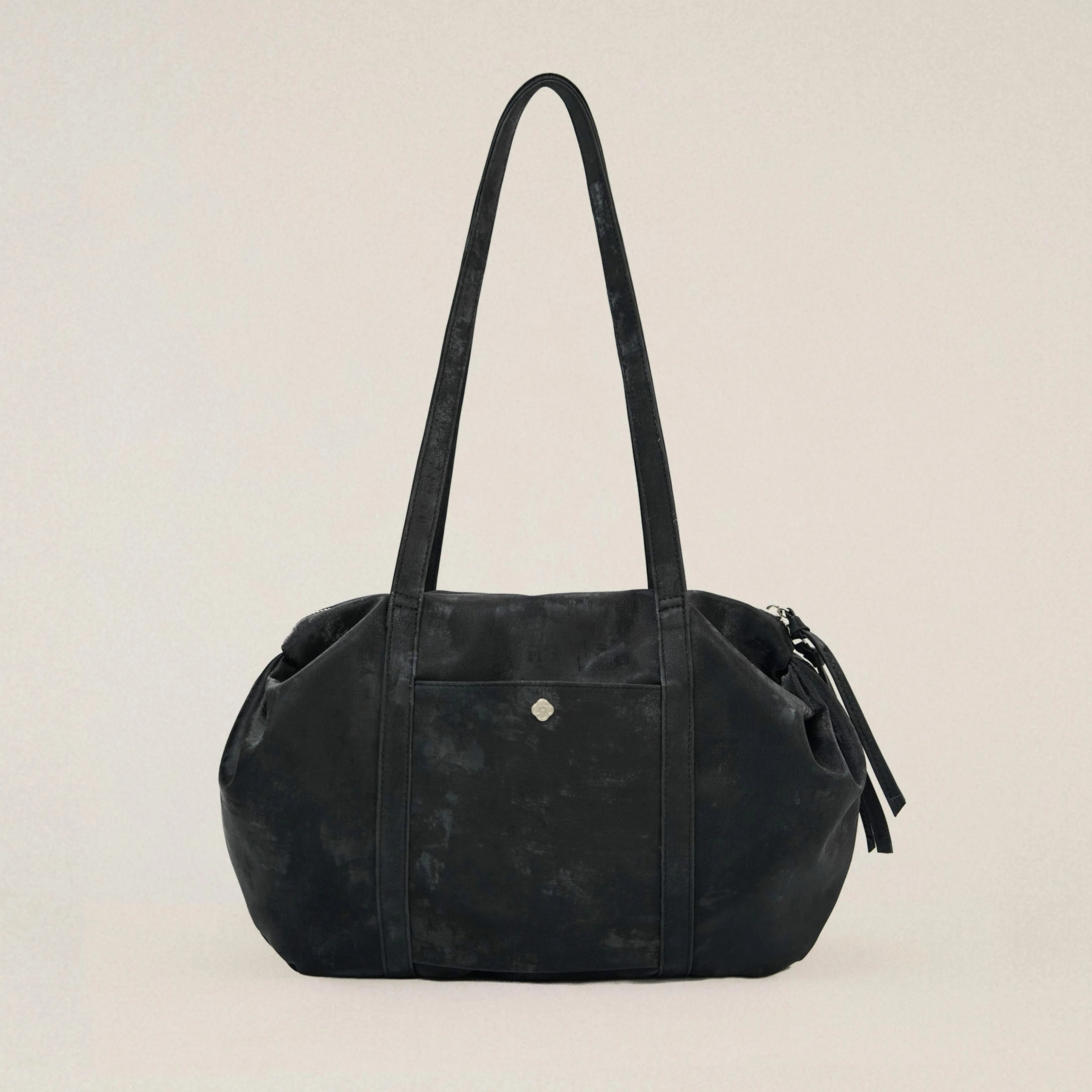 Heeari Aurora Shirring Duffel Bag - Glossy Black