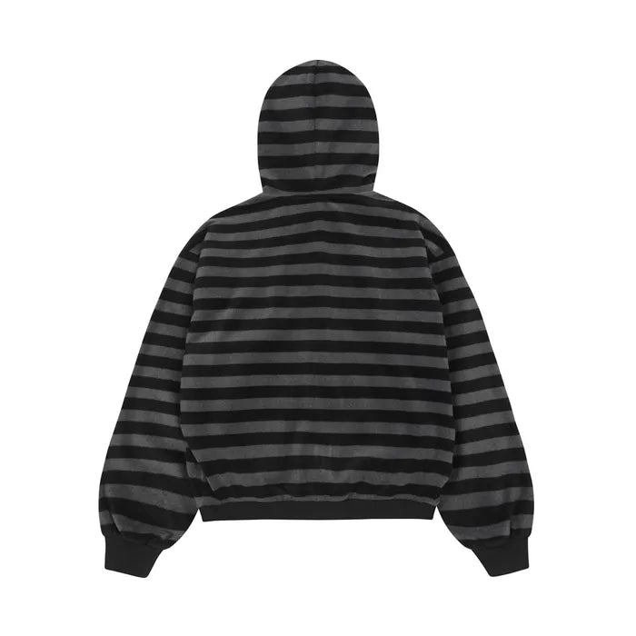 LSC Logo Stripe Fleece 2-way Hoodie Zip-up Black