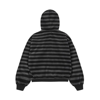 LSC Logo Stripe Fleece 2-way Hoodie Zip-up Black