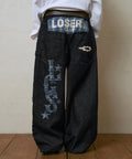 LSC CHECK PATCH WIDE COTTON PANT (INDIGO)