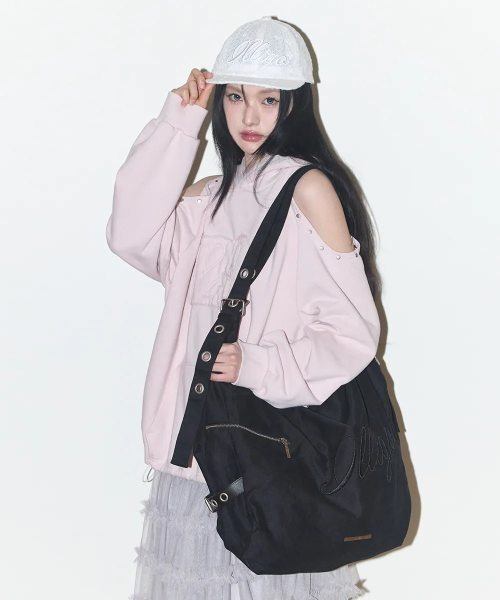 ILLIGO LETTERING BIG SHOULDER BAG - BLACK