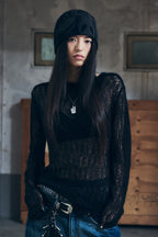 AAKAM Vintage Graphic Jacquard Beanie (Black)