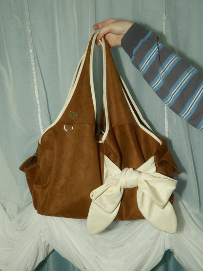 siweol Bow Shoulder Bag -  tan