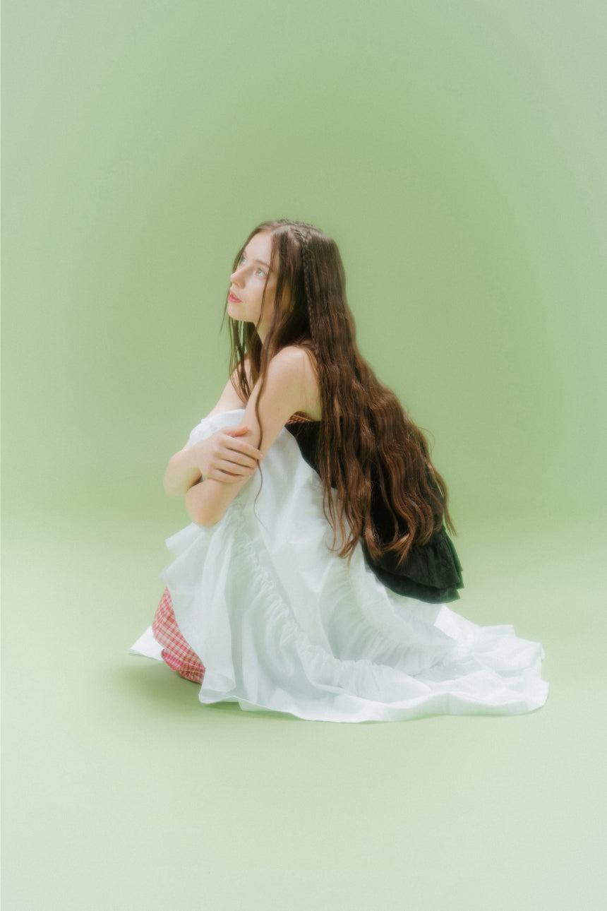 CHECK LONG CANCAN SKIRT (RED)