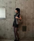 AS YOU ARE CRASH EYELET SHOULDER BAG - CHARCOAL
