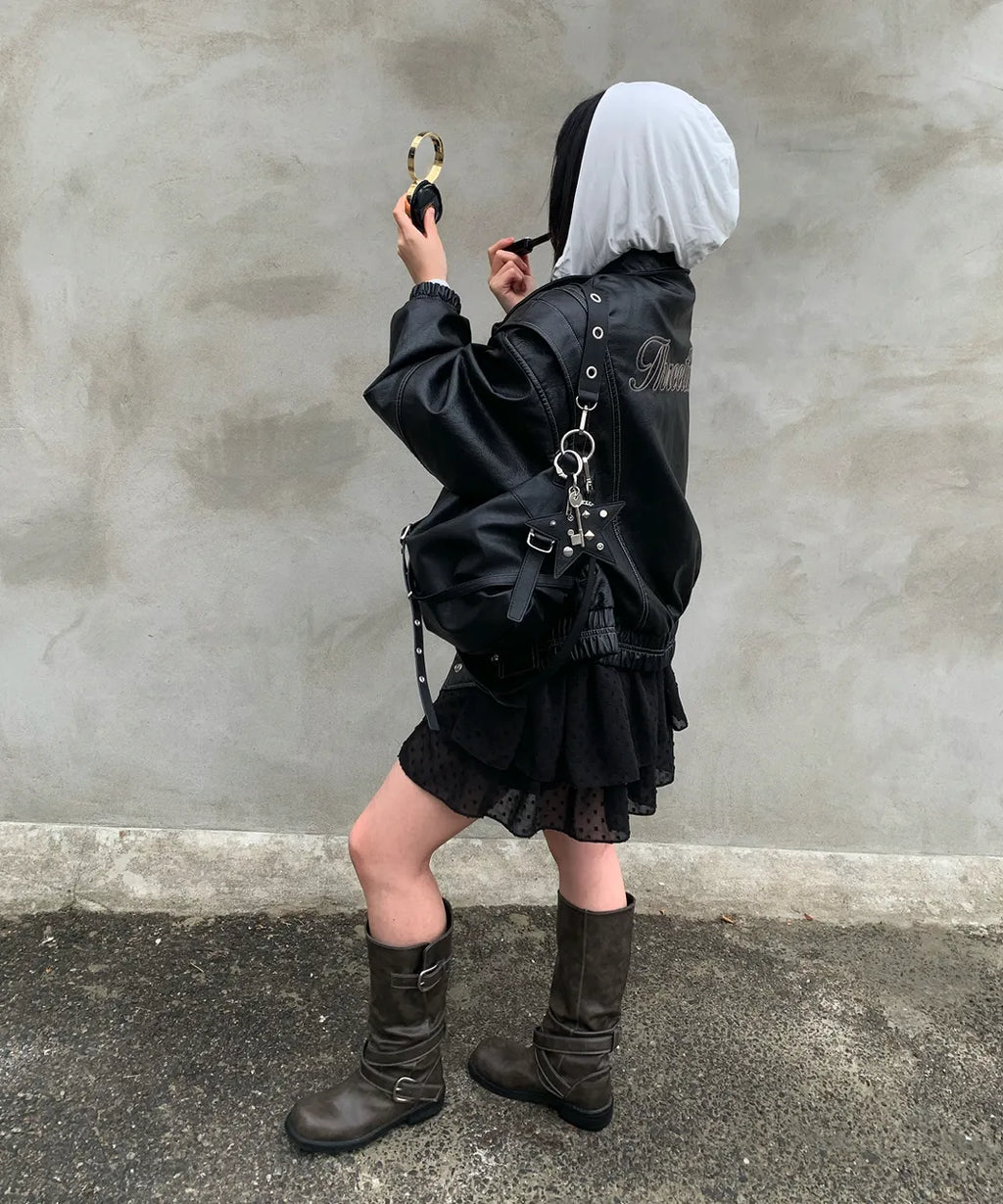 yeomim slouchy bag (black) & keyring set