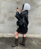 yeomim slouchy bag (black) & keyring set