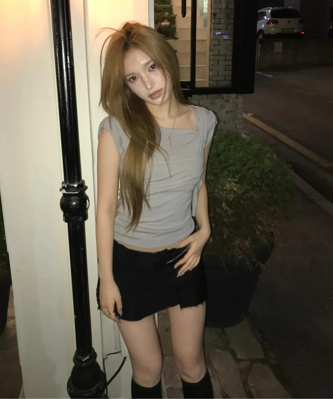[FLAREUP] LAYERED BUSTIER T-SHIRT_4 COLORS