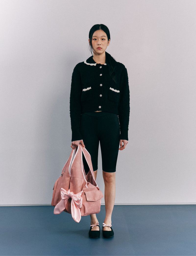 siweol Bow Shoulder Bag / Nubuck Pink