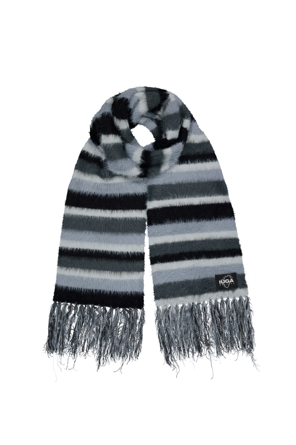 IUGA Striped Hairy Bold Muffler (Blue)