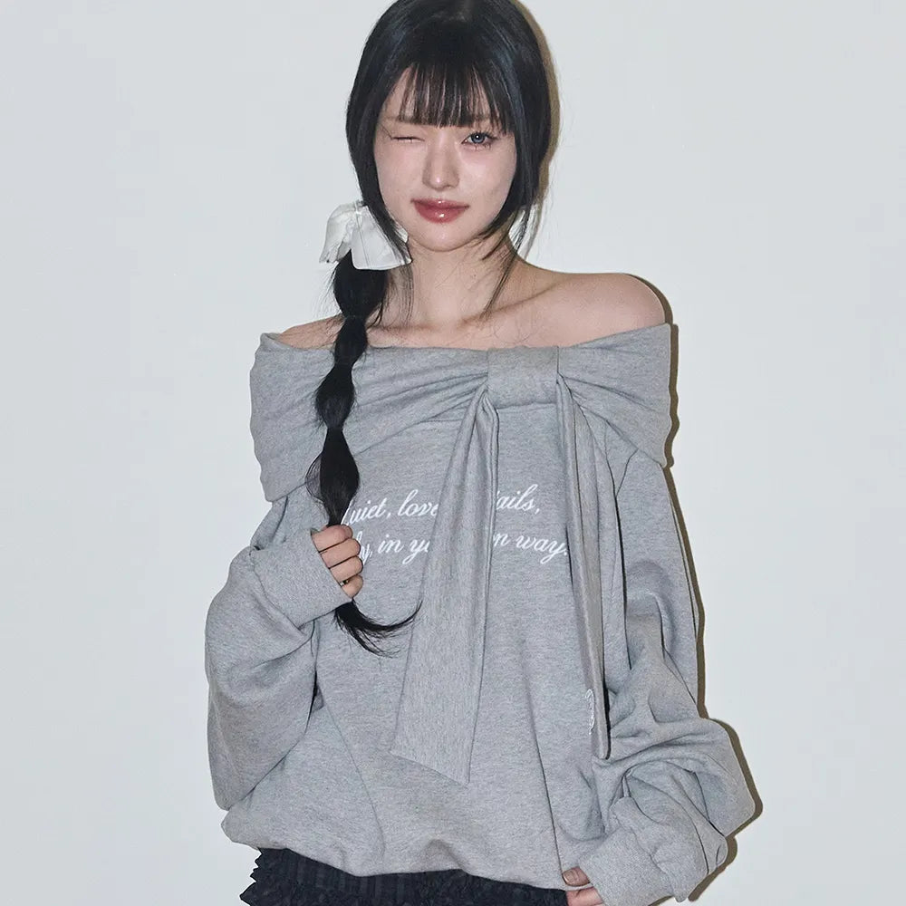 ILLIGO PURE BOW OFF SHOULDER SWEATSHIRT MELANGE