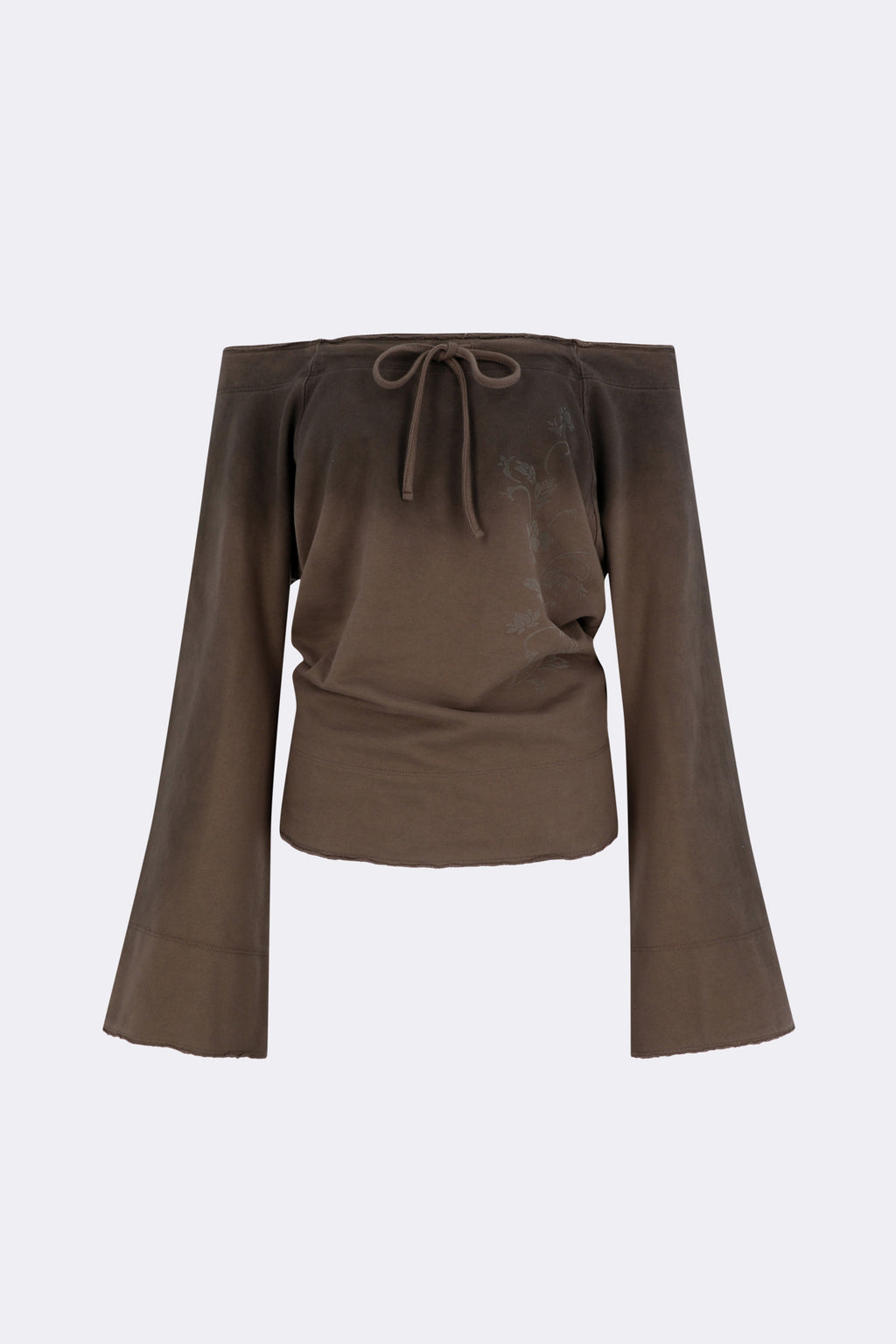 Sculptor Wide Bell Sleeve Sweatshirt Taupe Brown