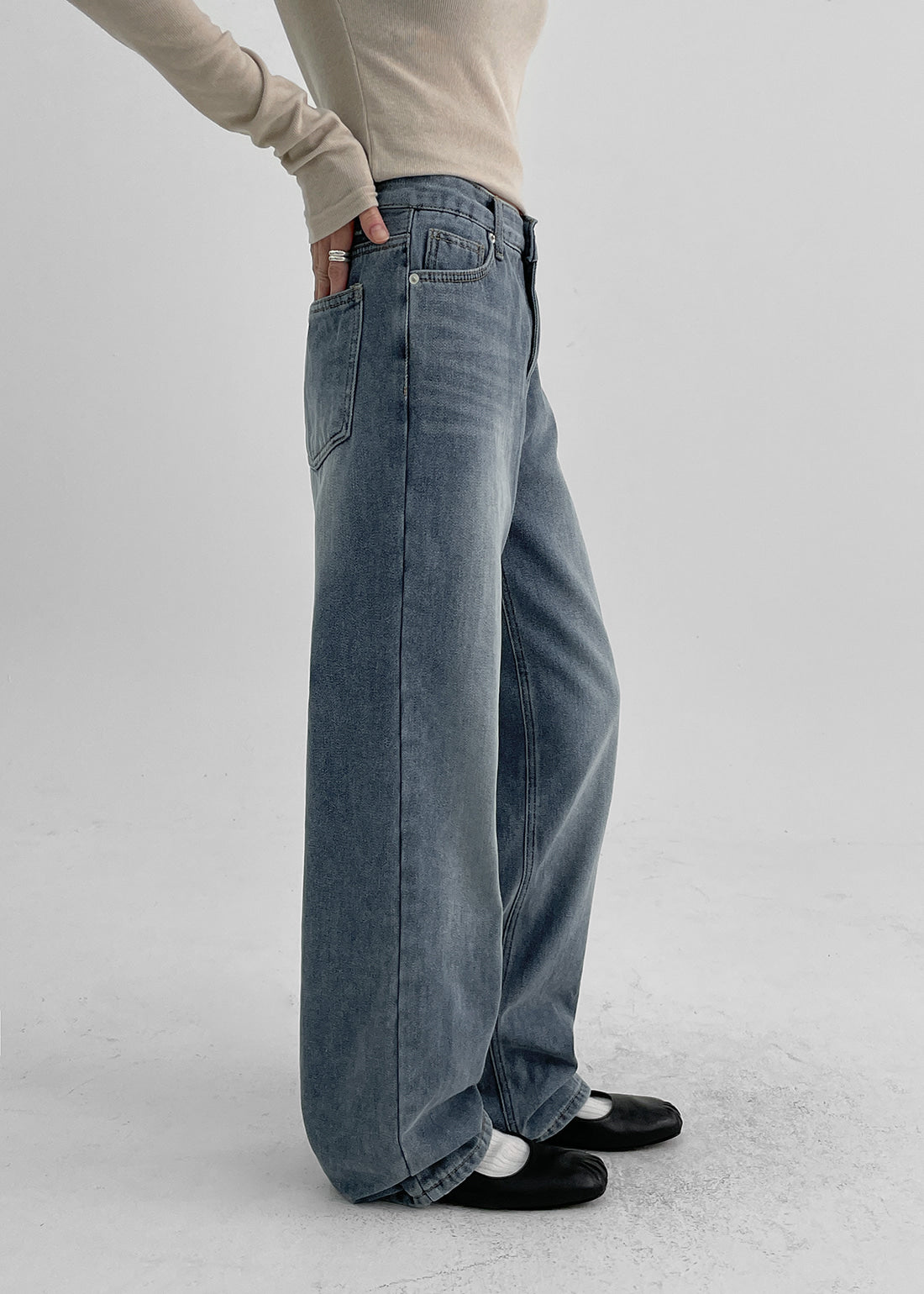 [WARM♨️] 韓國製造 Heating Wide Denim - S/M/L