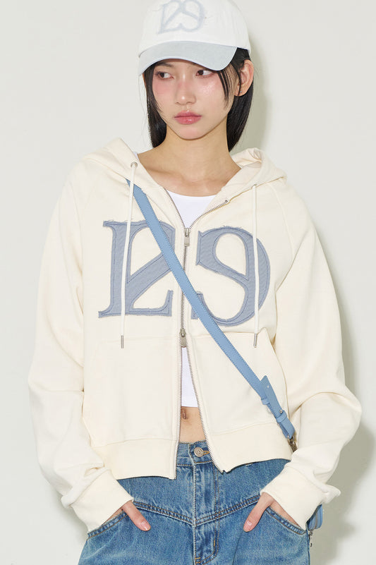 ILLIGO Logo Patch Hoodie Zip-Up / Cream