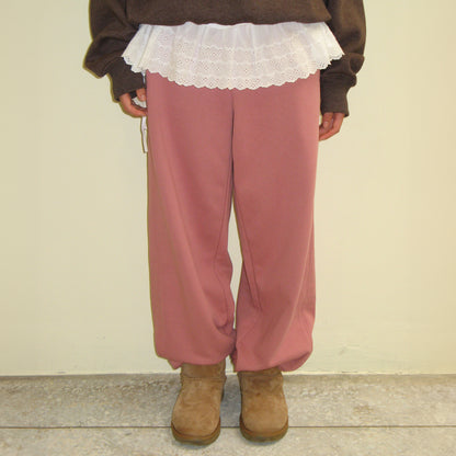 RONRON BACK HEART STITCH POCKET SWEAT JOGGER PANTS / DUSTY PINK