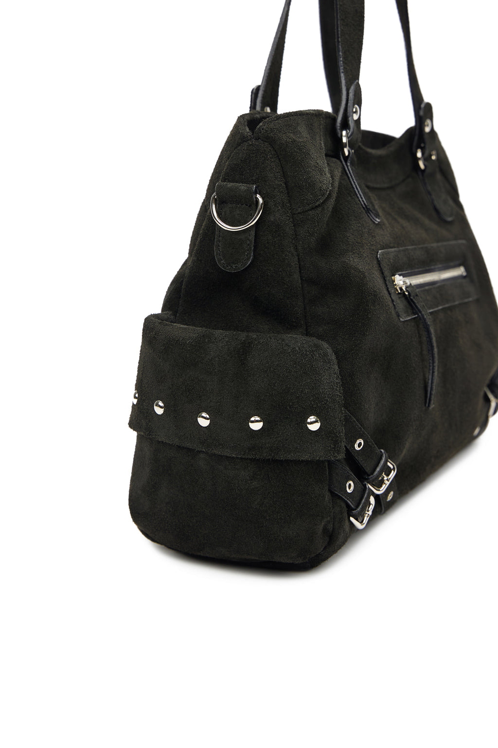 DEINET STUD POCKET BIG BAG IN SUEDE BLACK