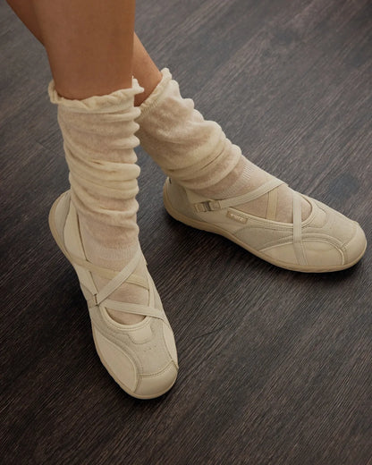 OTZ ROMARY BANDING FLAT SNEAKERS - SUEDE IVORY