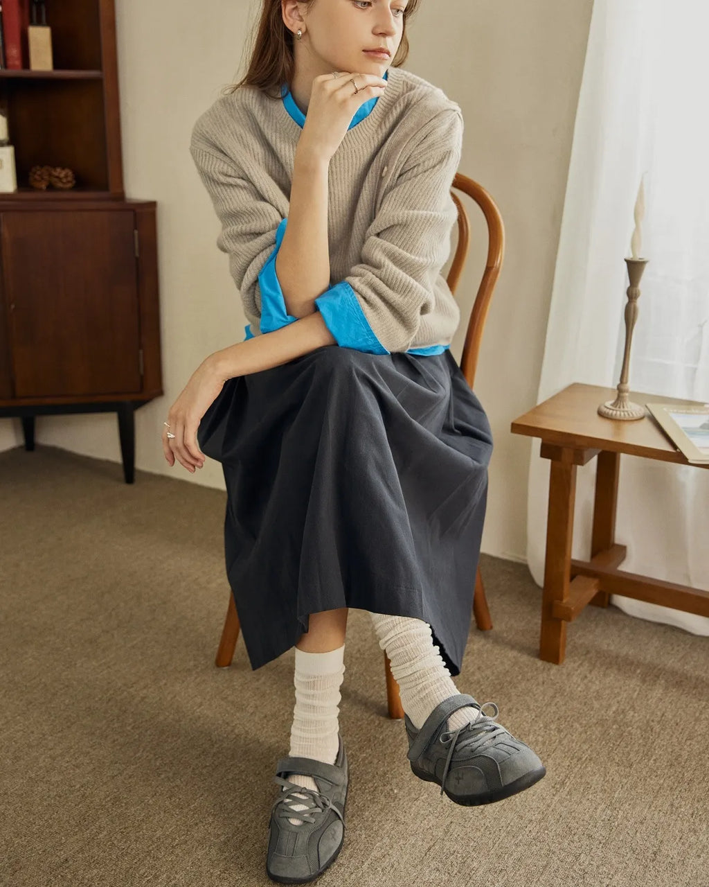 OTZ ROMARY LACE-UP SNEAKERS - SUEDE GREY