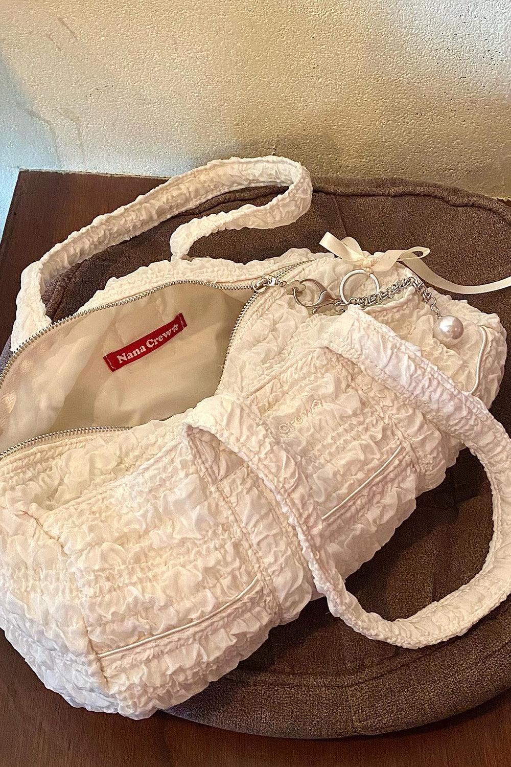 NANACREW MINI DUFFLE BAG - IVORY RUFFLE