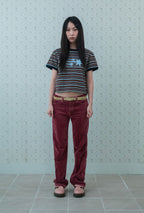 niceghostclub stripe 3star basic ringer tee [brown]