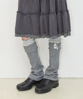 [illigo] LACE COLOR-BLOCK LEG WAEMER_CHARCOAL