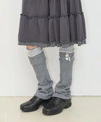 [illigo] LACE COLOR-BLOCK LEG WAEMER_CHARCOAL