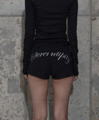 NASTY FANCY BACK LETTERING MICRO SHORT PANTS (BLACK)