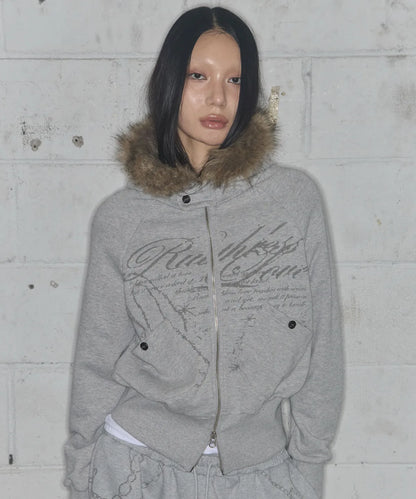 NASTY FANCY RUTHLESS FUR HOODED ZIP-UP (GRAY)