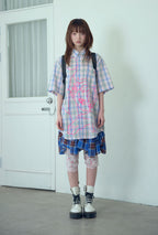 niceghostclub angel check big big half shirt [2colors]