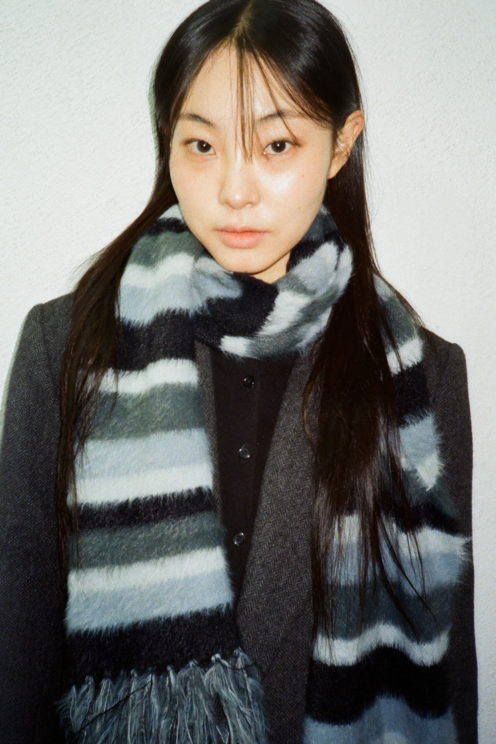 IUGA Striped Hairy Bold Muffler (Blue)