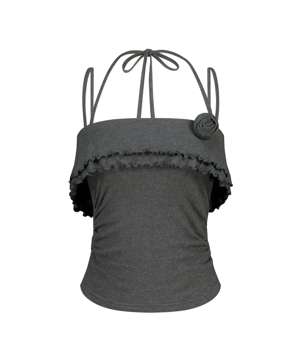 [ILLIGO] ROSE RUFFLE SLEEVELESS_4 COLORS