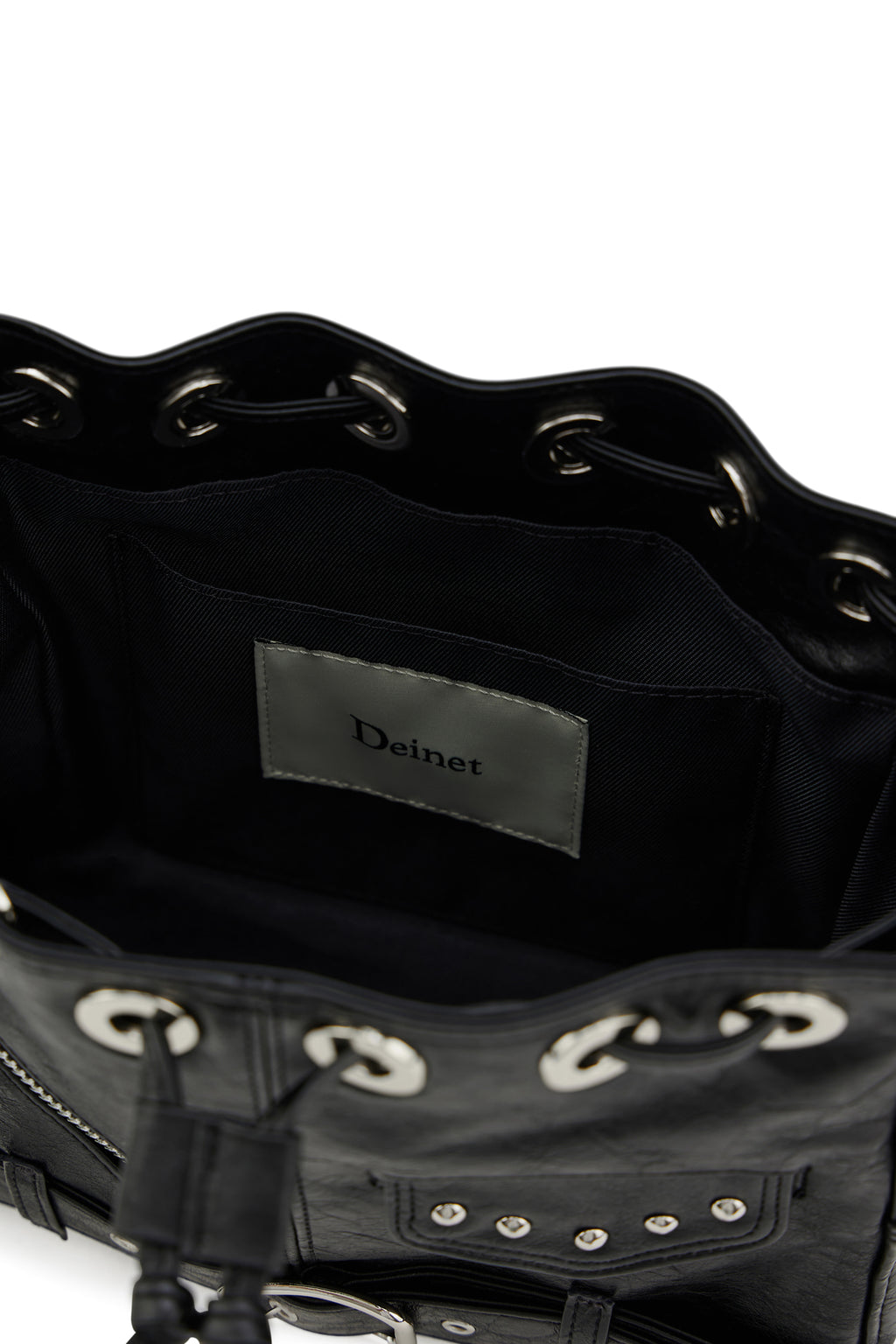 DEINET STUD BELTED MINI BUCKET BAG - 3COLORS