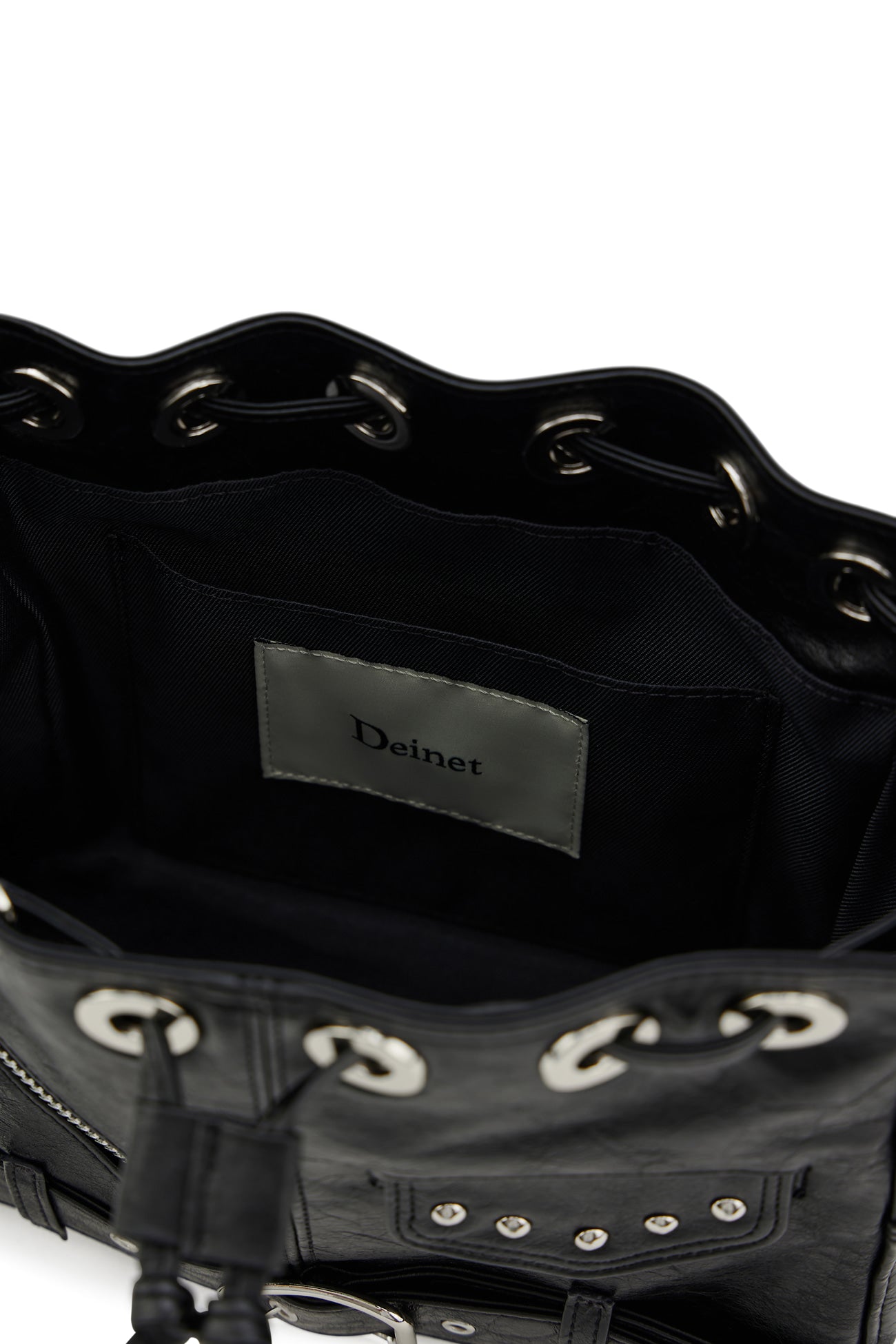 DEINET STUD BELTED MINI BUCKET BAG - 3COLORS