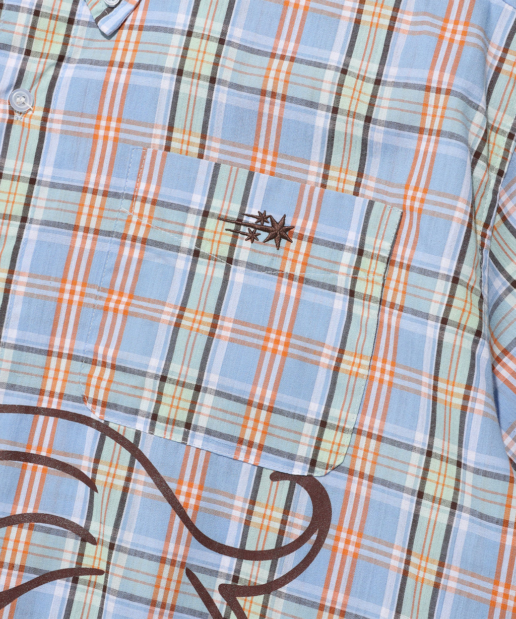 niceghostclub angel check big big half shirt [blue]